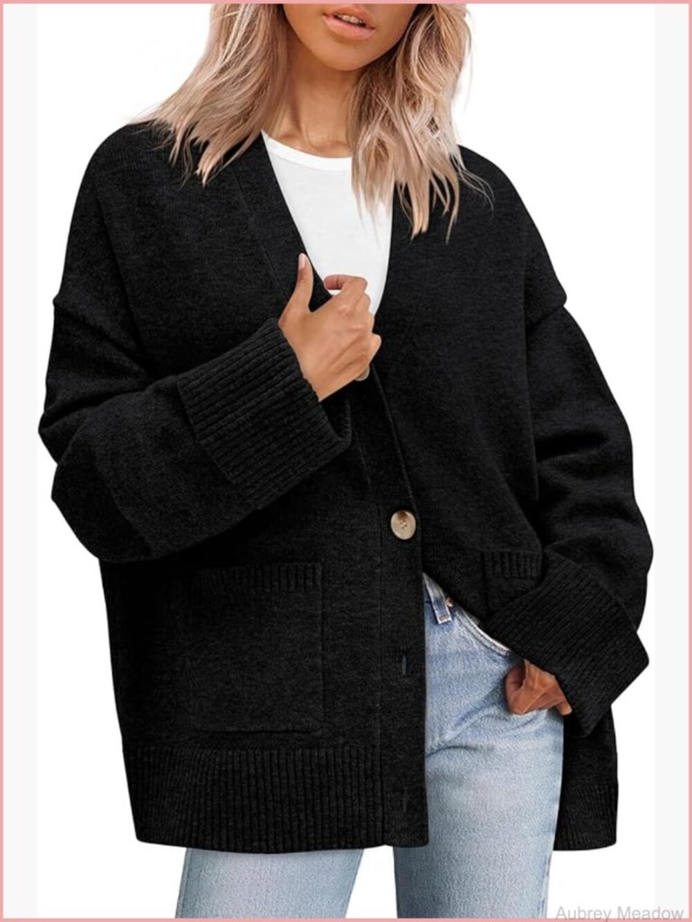 Oversized Chunky Knit V-Neck Button Down Cardigan Sweater